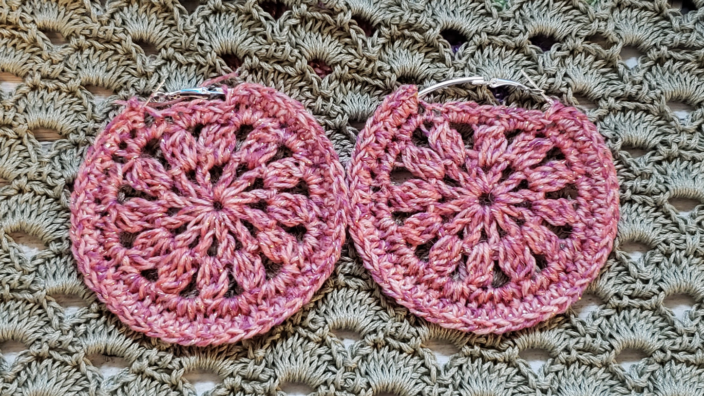Pink flower hoops