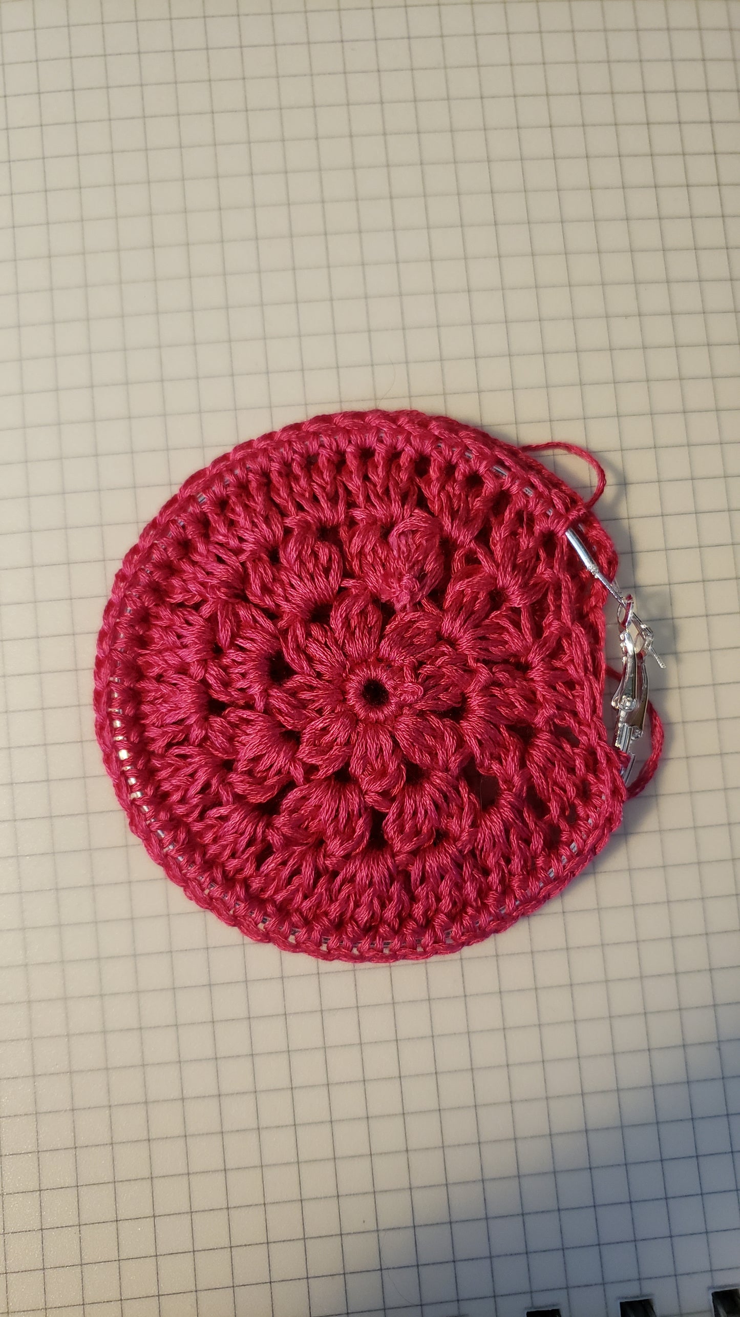 Crochet flower hoop earrings