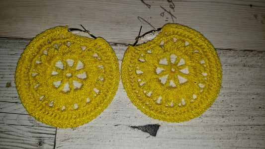 Yellow flower earrings (hoop)